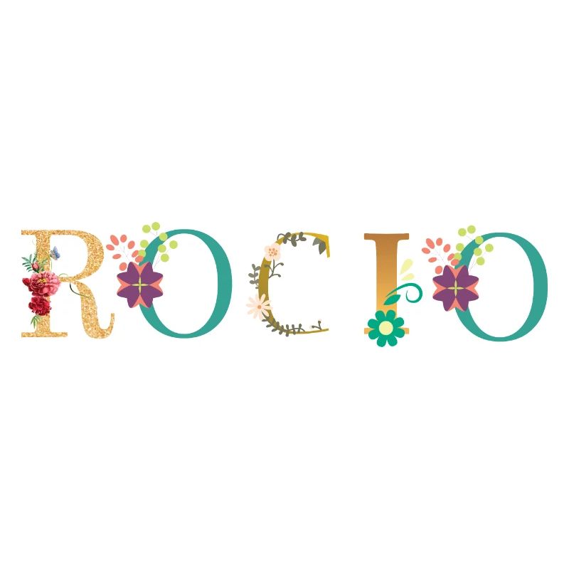 Le nom ROCIO est décoré de fleurs