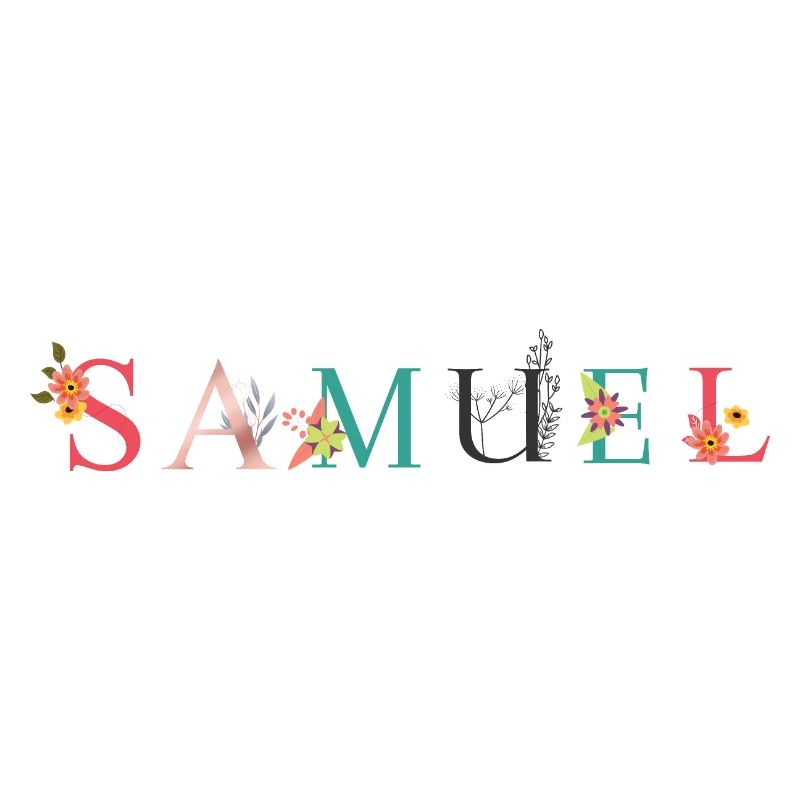 Art du nom SAMUEL avec des fleurs brodées