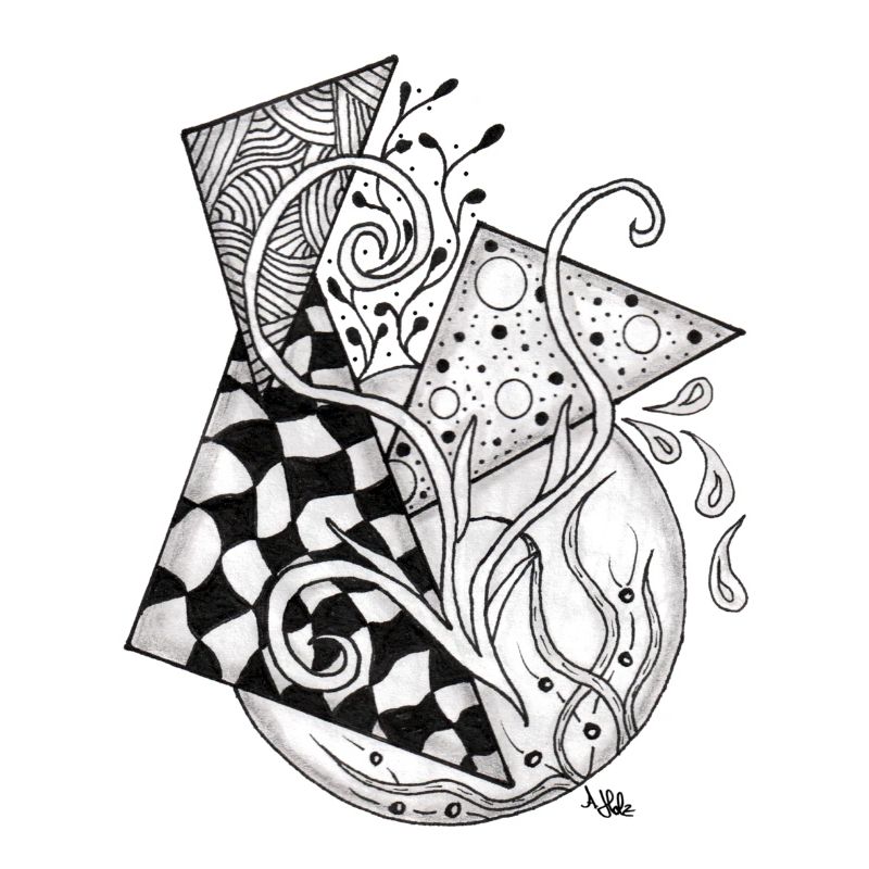 Floral Tangle Drawing Geometric