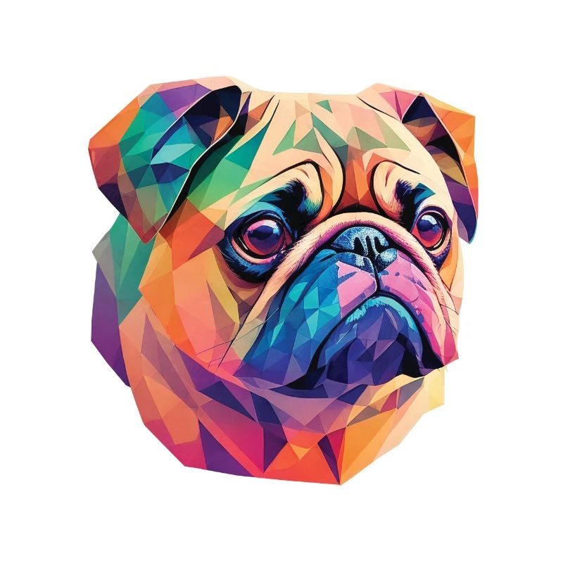 Mops Hund Polygon Kunst Geometrische Pug Hunde