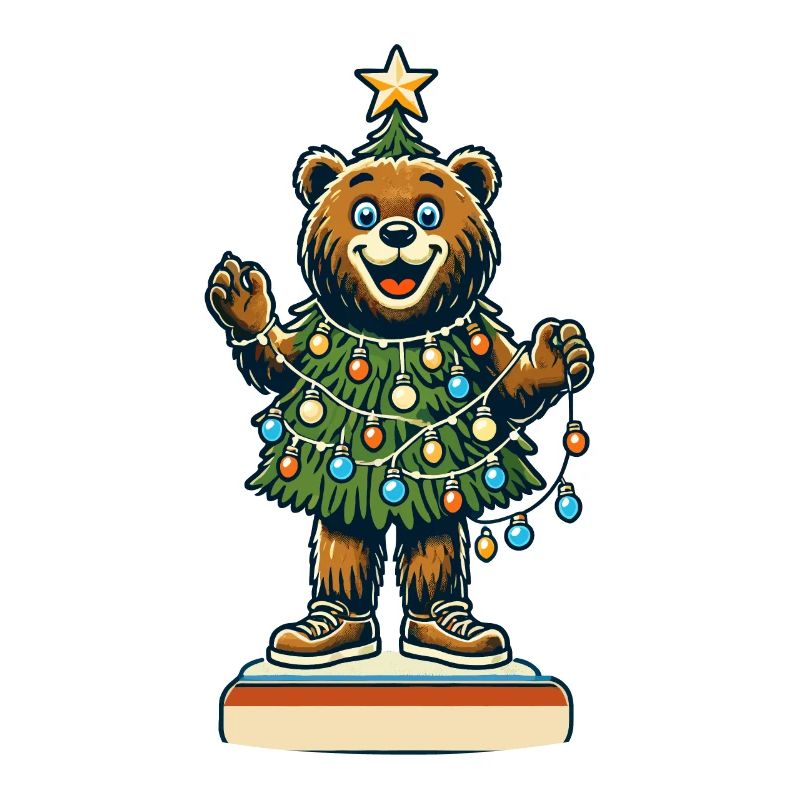 Fröhlicher Bär Mit Weihnachtslichtern