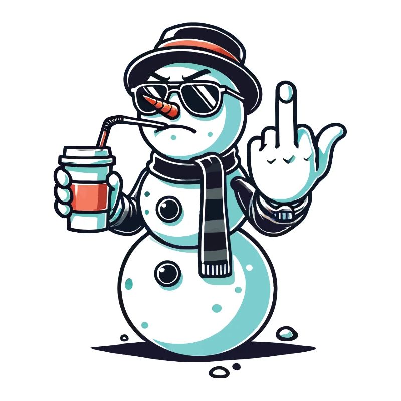 Cool snowman with coffee and attitude