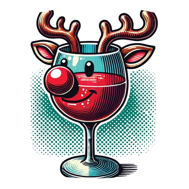 Verre à vin de renne avec touche de Noël