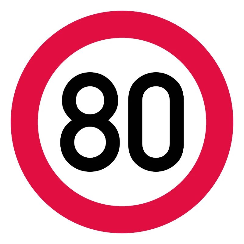80 ans Attention ! Panneau de signalisation 80 km/h