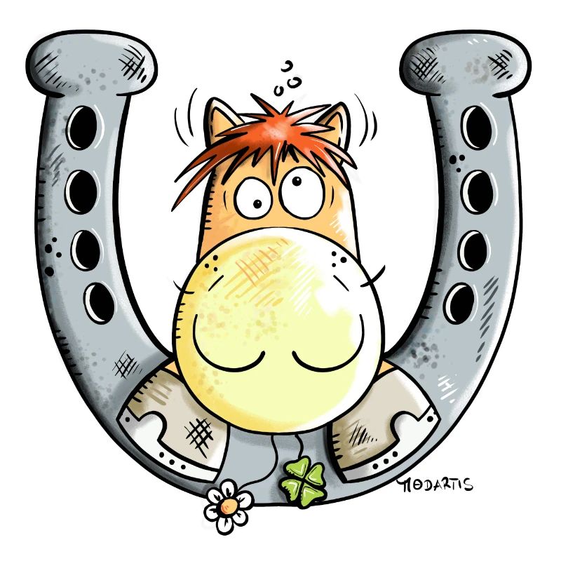 Pferd auf Hufeisen