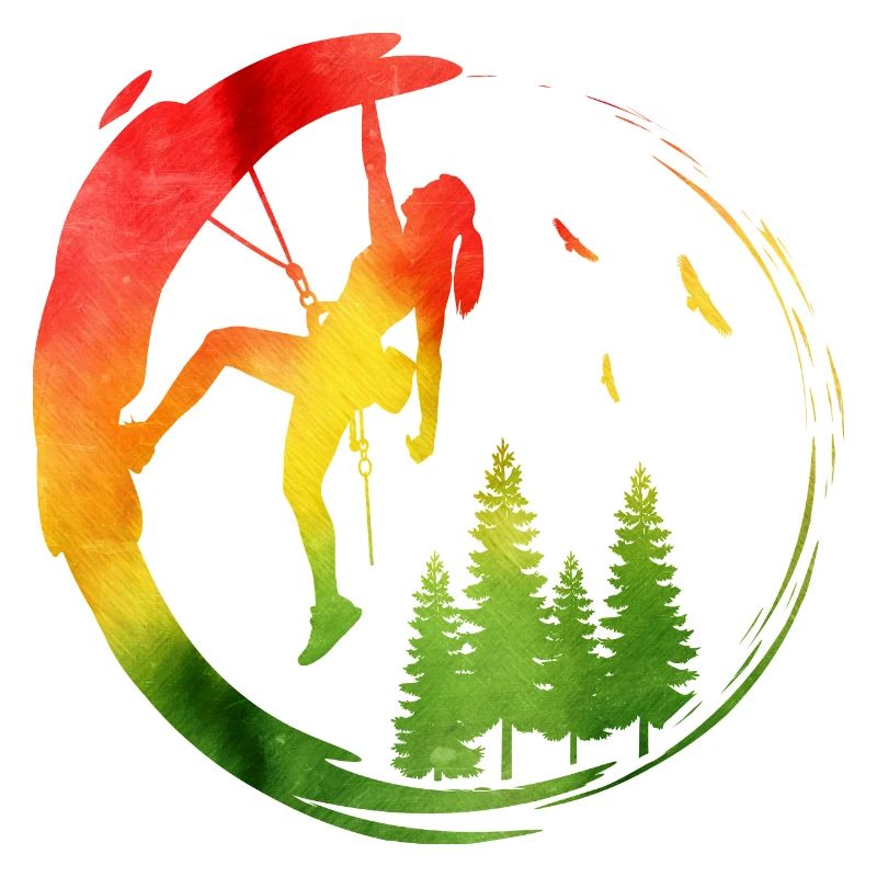 Aventure forestière grimpeuse féminine aquarelle