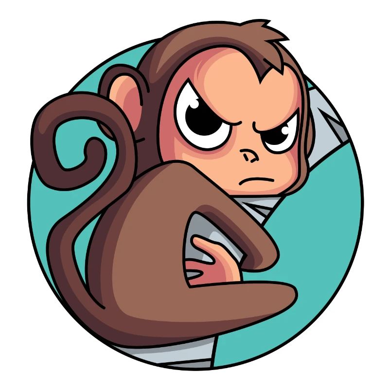 Un singe poussé le long du mur