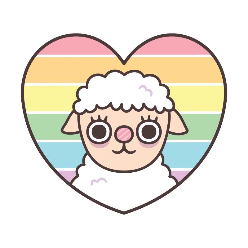 Cute Sheep Rainbow Heart Subtle Pride