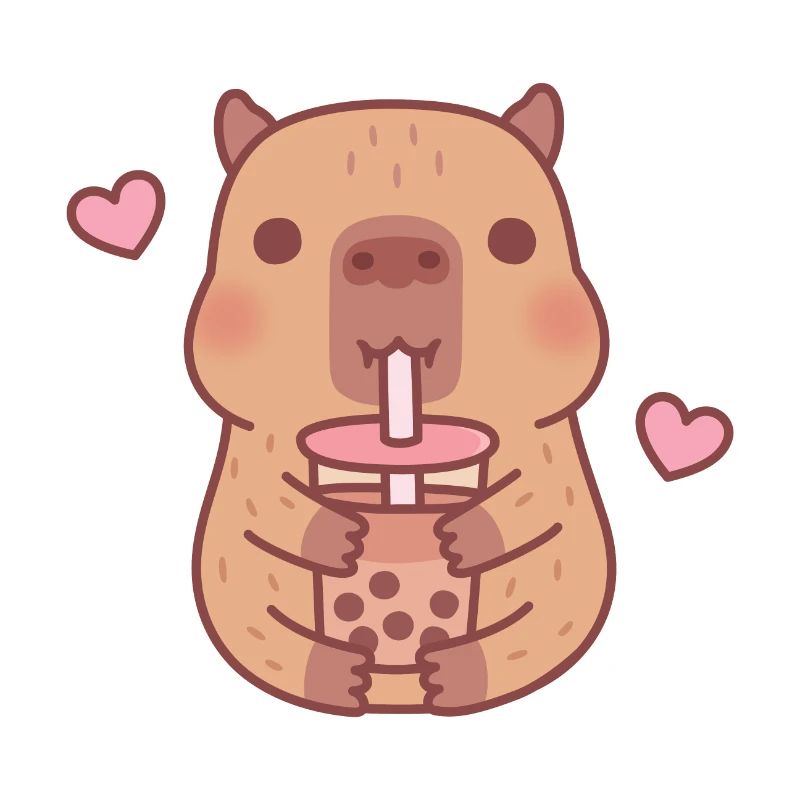 Cute Capybara Loves Bubble Tea