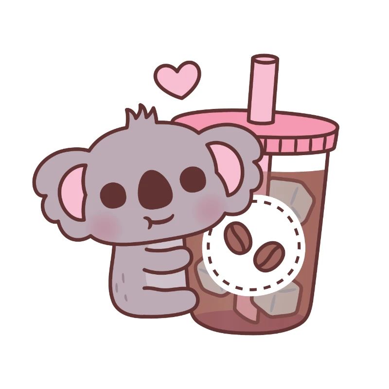 Cute Koala Bear Loves Iced Coffee