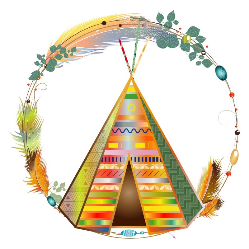fantastically beautiful colorful teepee tent in the frame