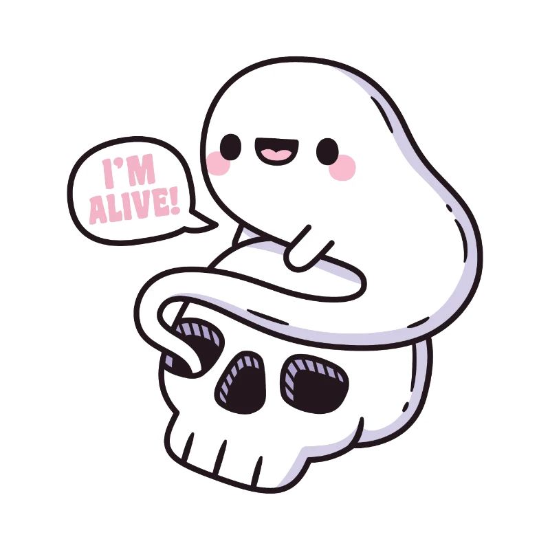 Cute Ghost And Skull Im Alive Funny