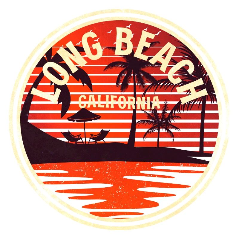 Long Beach California Sunset Badge