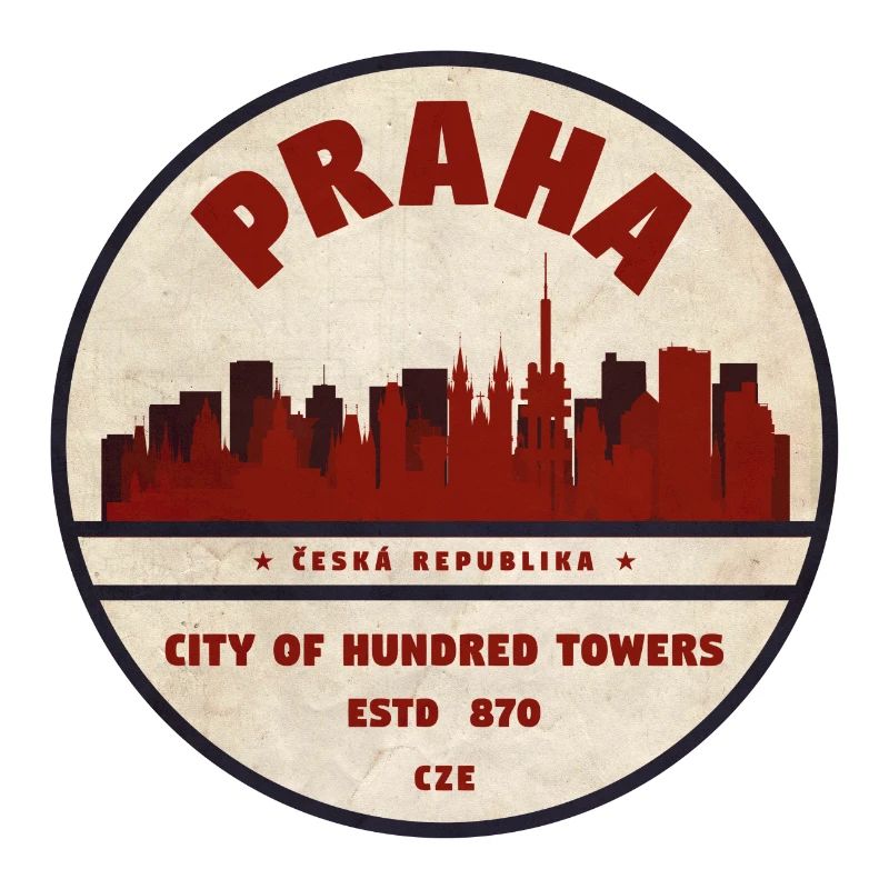 Logo rond vintage de la Skyline de Prague