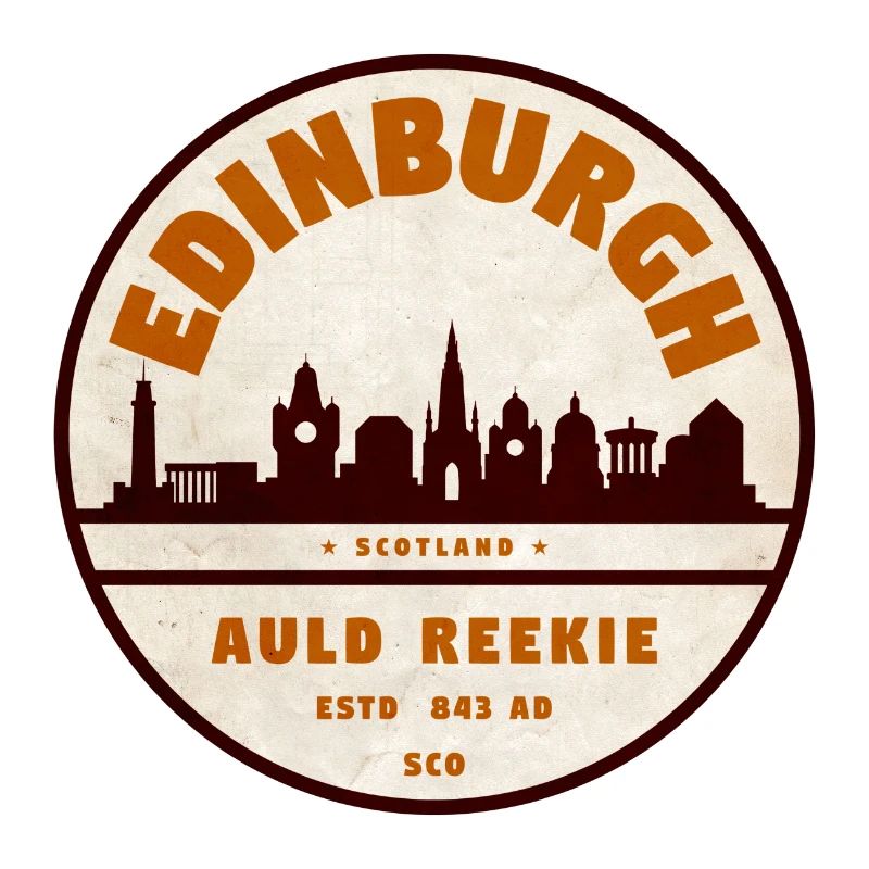 Edinburgh Skyline Retro Badge