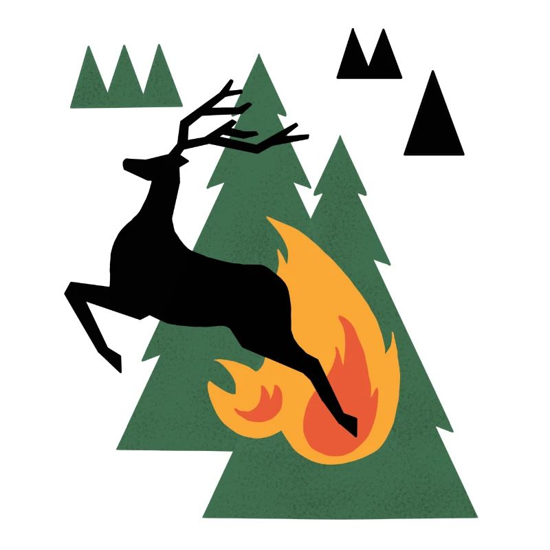 Bear by Campfire in Pines