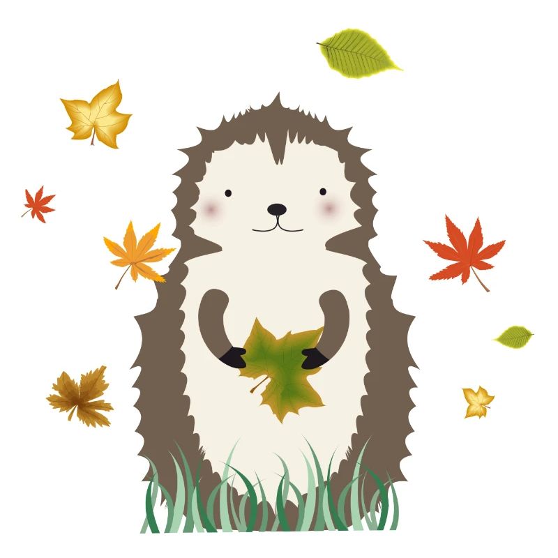 Hérisson mignon en automne avec feuillage d’automne