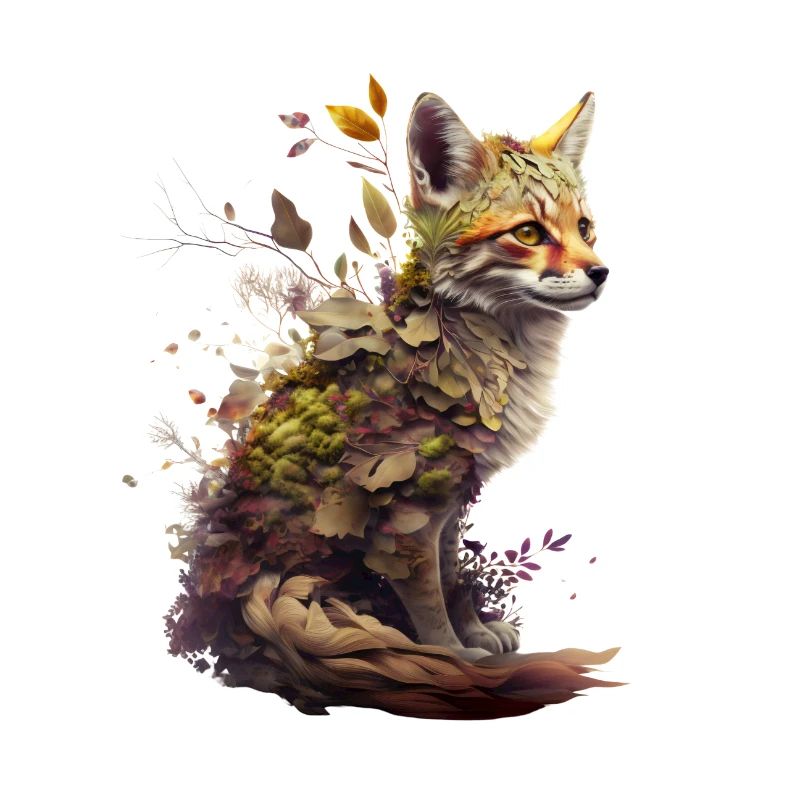 Fox with plants on his back