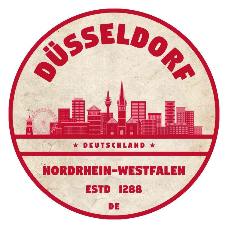 Timbre rétro de la Skyline de Düsseldorf