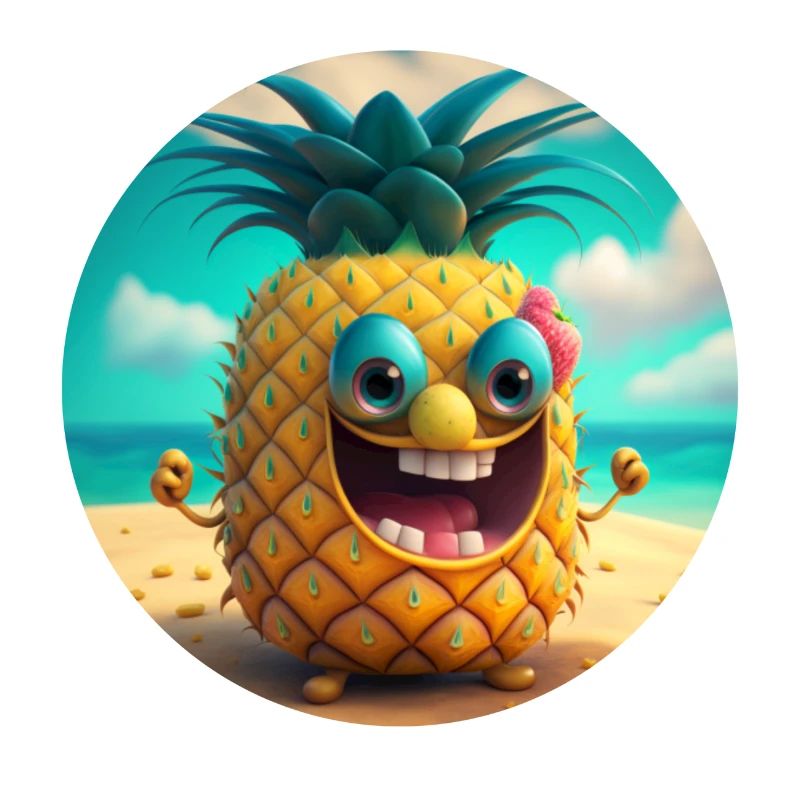 Joyeux ananas sur la plage | Vacances à la plage