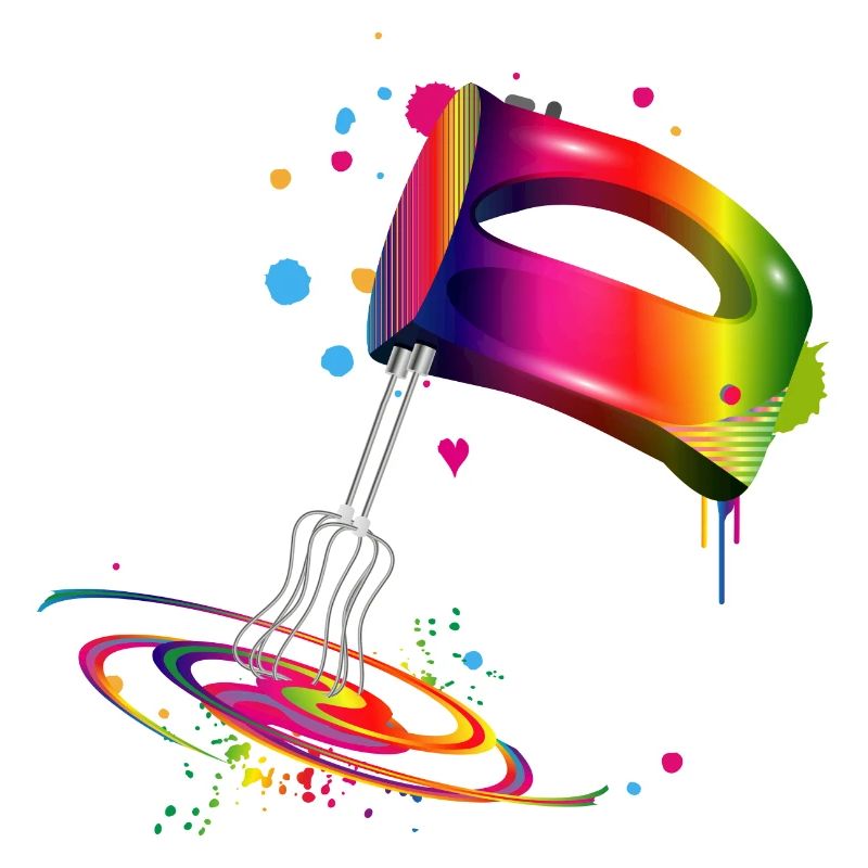 Handrührgerät in bunten Regenbogen Farben