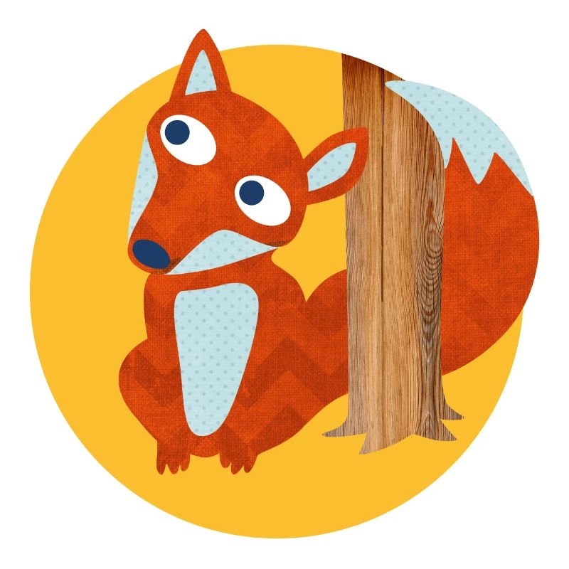 Fox Tree Trunk Forest Nursery Comic Animal Love