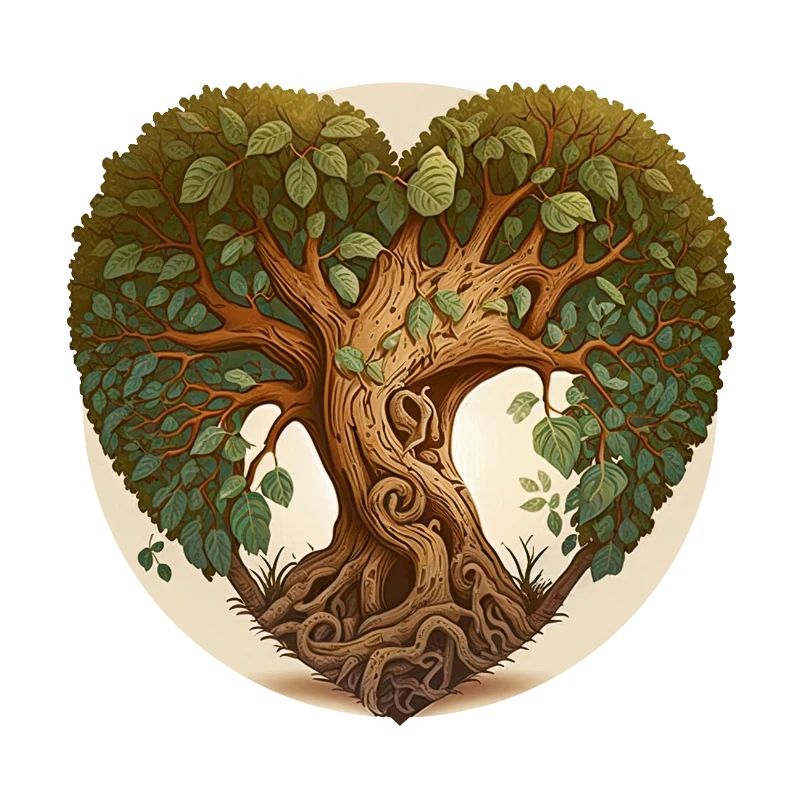 Baum in einer Herzform, Herzbaum mit Hintergrund