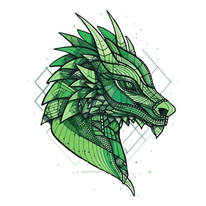 Stylized, geometric dragon