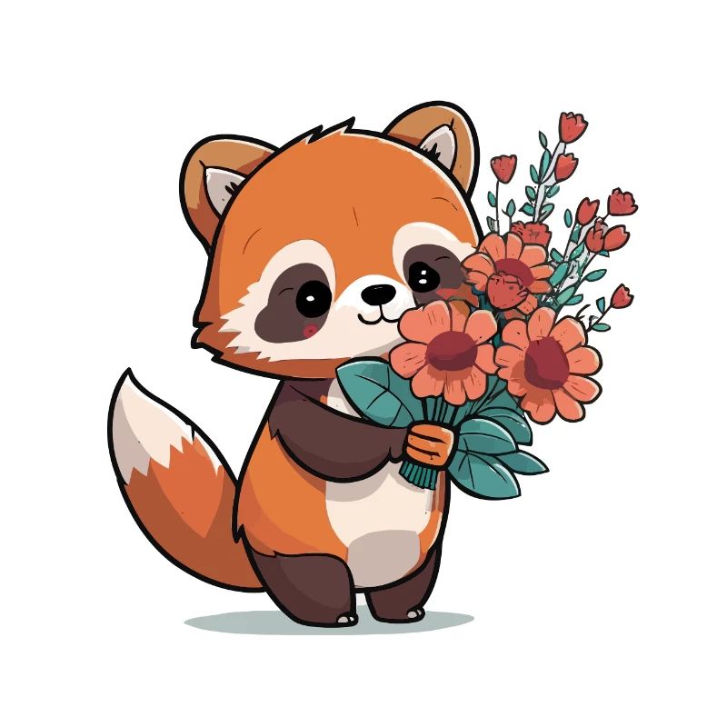 Panda roux à fleurs