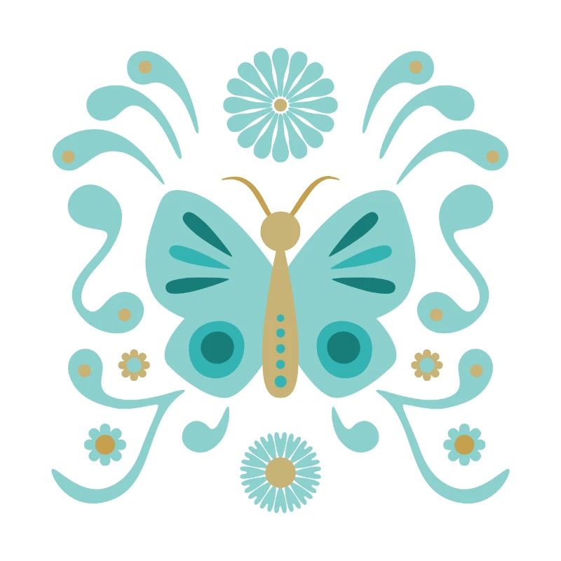 Boho Butterfly L Bleu et Or