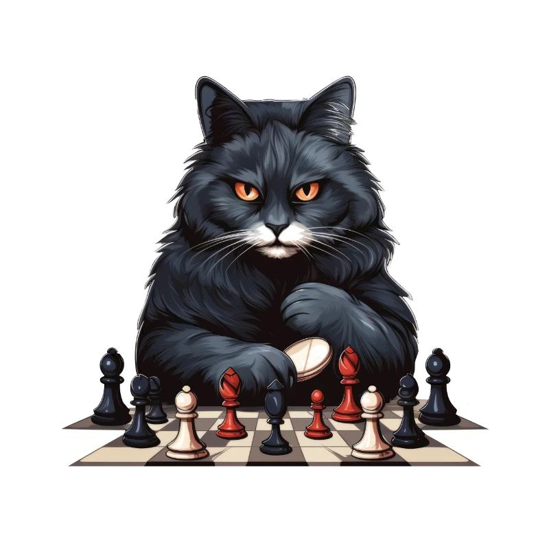 Chess-playing black cat