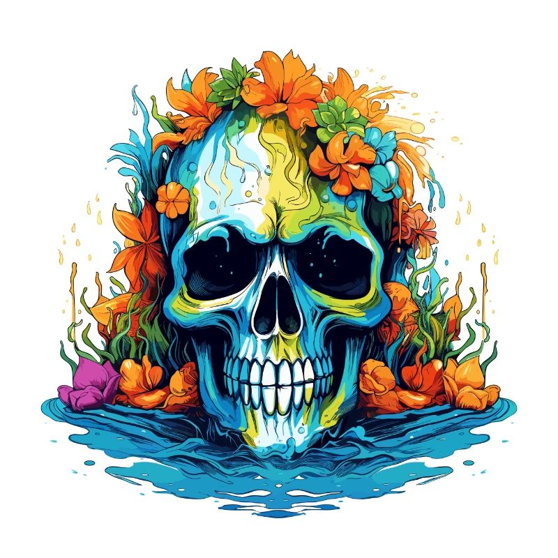 Crâne de Fleurs Tropicales