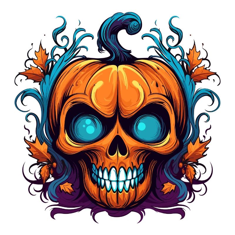 Orange Pumpkin Skull