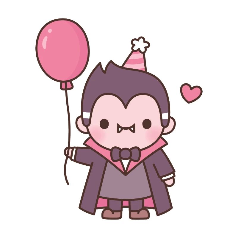 Vampire mignon avec ballon rouge