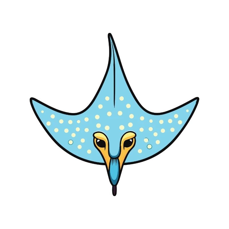 Spotted Eagle Ray Cartoon Kawaii Illustration