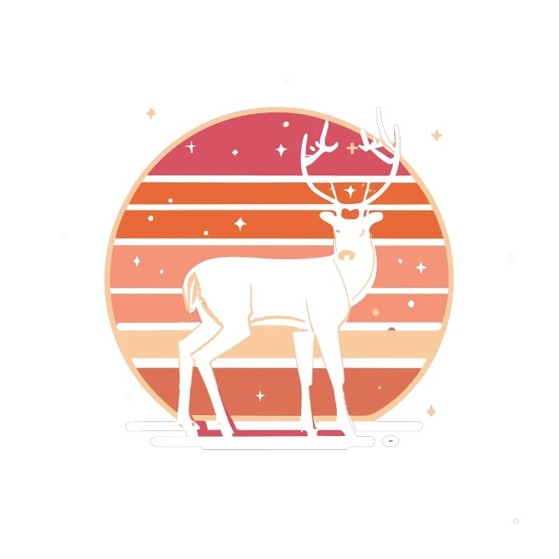 Retro Sunset Deer