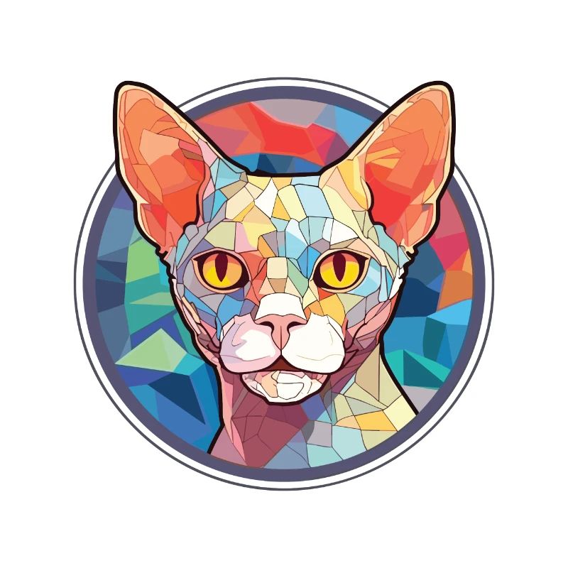 Devon Rex Cat Colorful Watercolor Pet Illustration