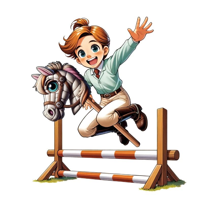 Hobby Horsing Sprung mit Steckenpferd