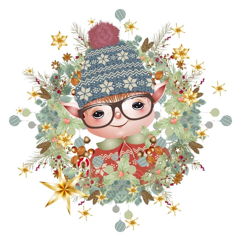 cute christmas elf in frame for christmas