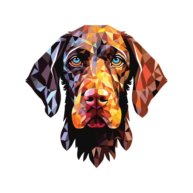 German Wirehaired Pointer Dog Breed Watercolor