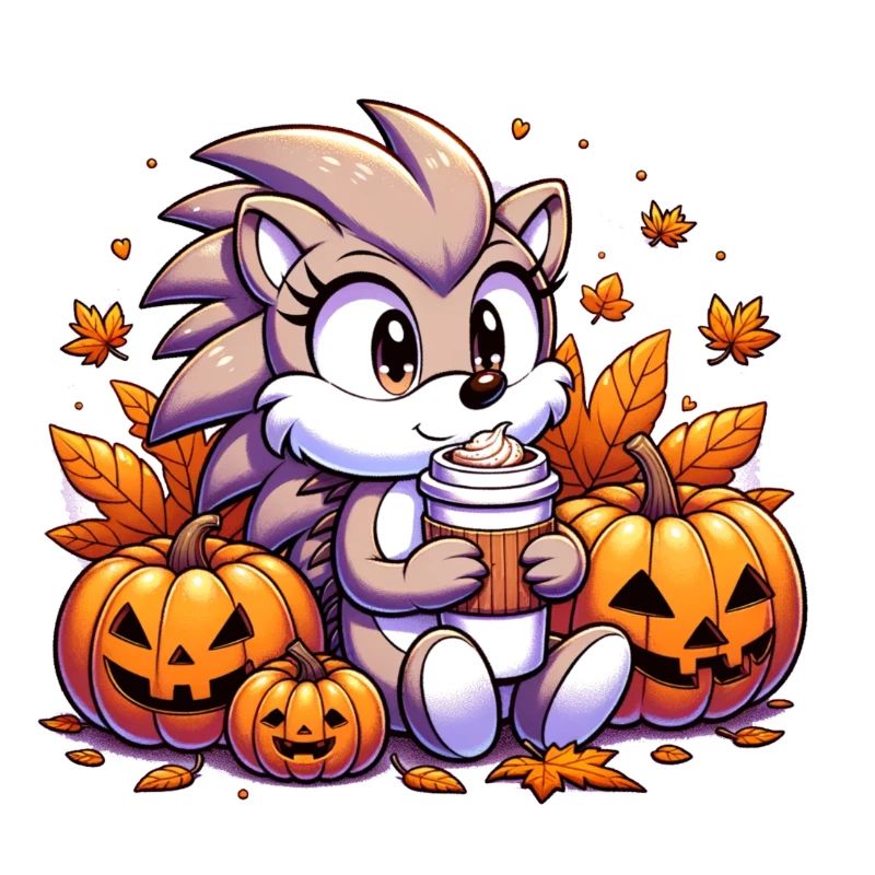 Hedgehog drinks Halloween