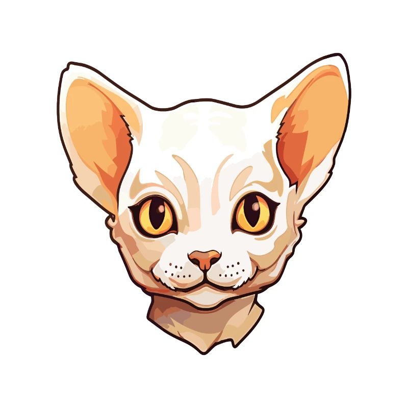 Devon Rex chat dessin animé aquarelle Illustration
