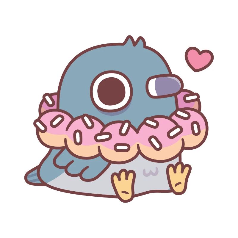 Cute Chubby Pigeon With Donut Necklace Funny