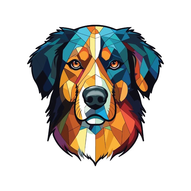 Basque Shepherd Dog Breed Watercolor Illustration