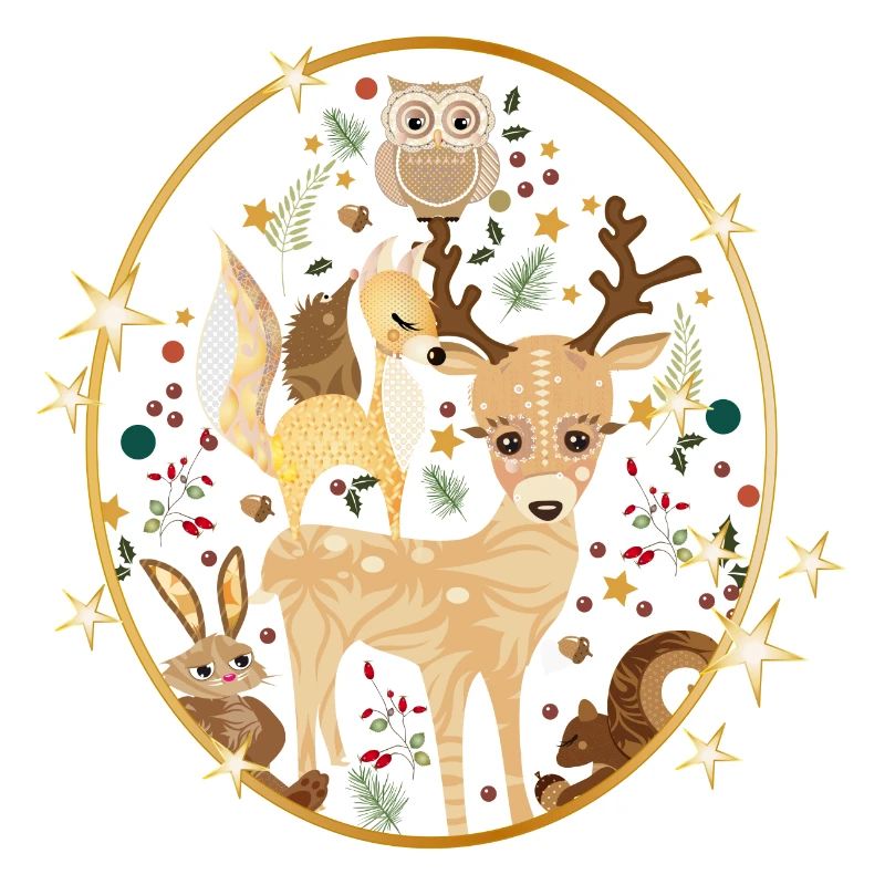 de beaux animaux de la forêt fêtent Noël ensemble