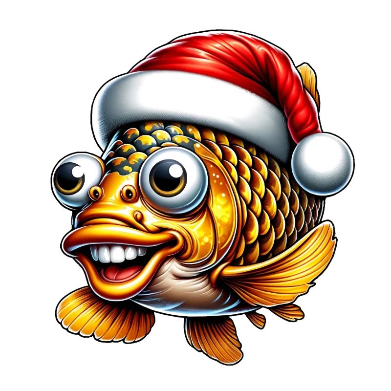 Weihnachtskarpfen: Lustiger Fisch mit Mütze