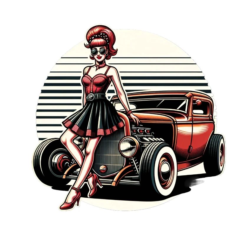 Rockabella on the Hotrod: Retro Comic