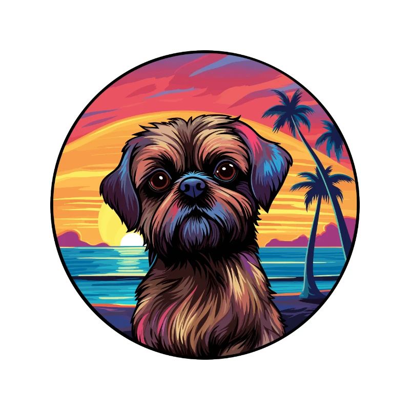 Brüssel Griffon Hunderasse Bunte Karikatur Wasserc