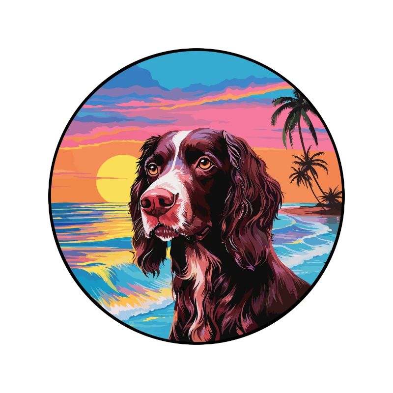 German Longhaired Pointer Dog Breed Colorful Carto