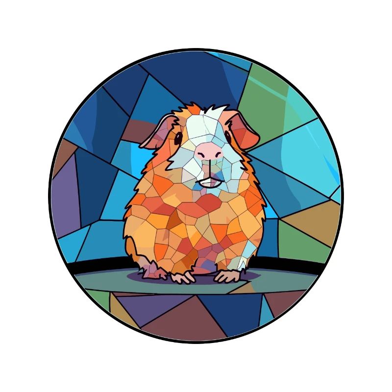 Cochon d’Inde vitrail coloré Cartoon Kawaii A